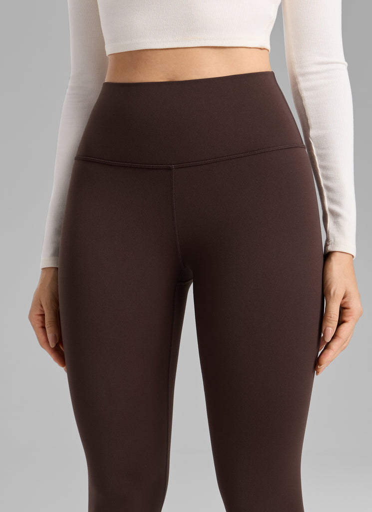 CRZ YOGA Women's Fleece Lined Casual High Rise Legging 28'' Hot Fudge Brown