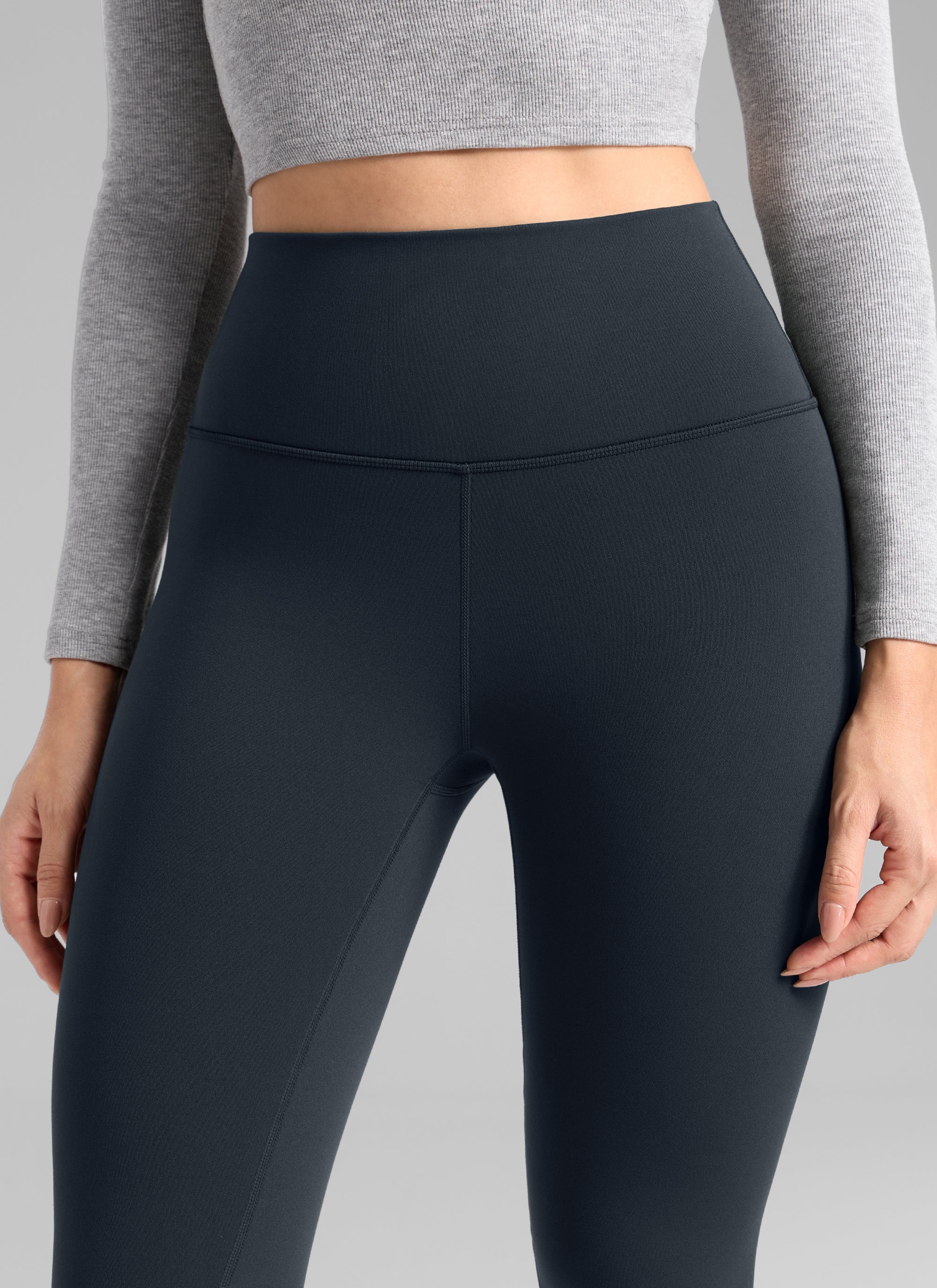 CRZ YOGA Women's Fleece Lined Casual High Rise Legging 28'' True Navy