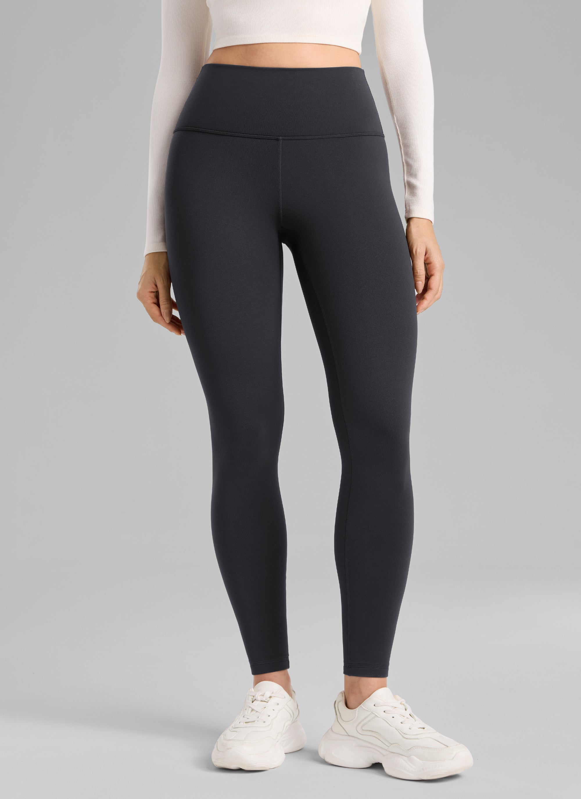 CRZ YOGA Women's Fleece Lined Casual High Rise Legging 28'' True Navy