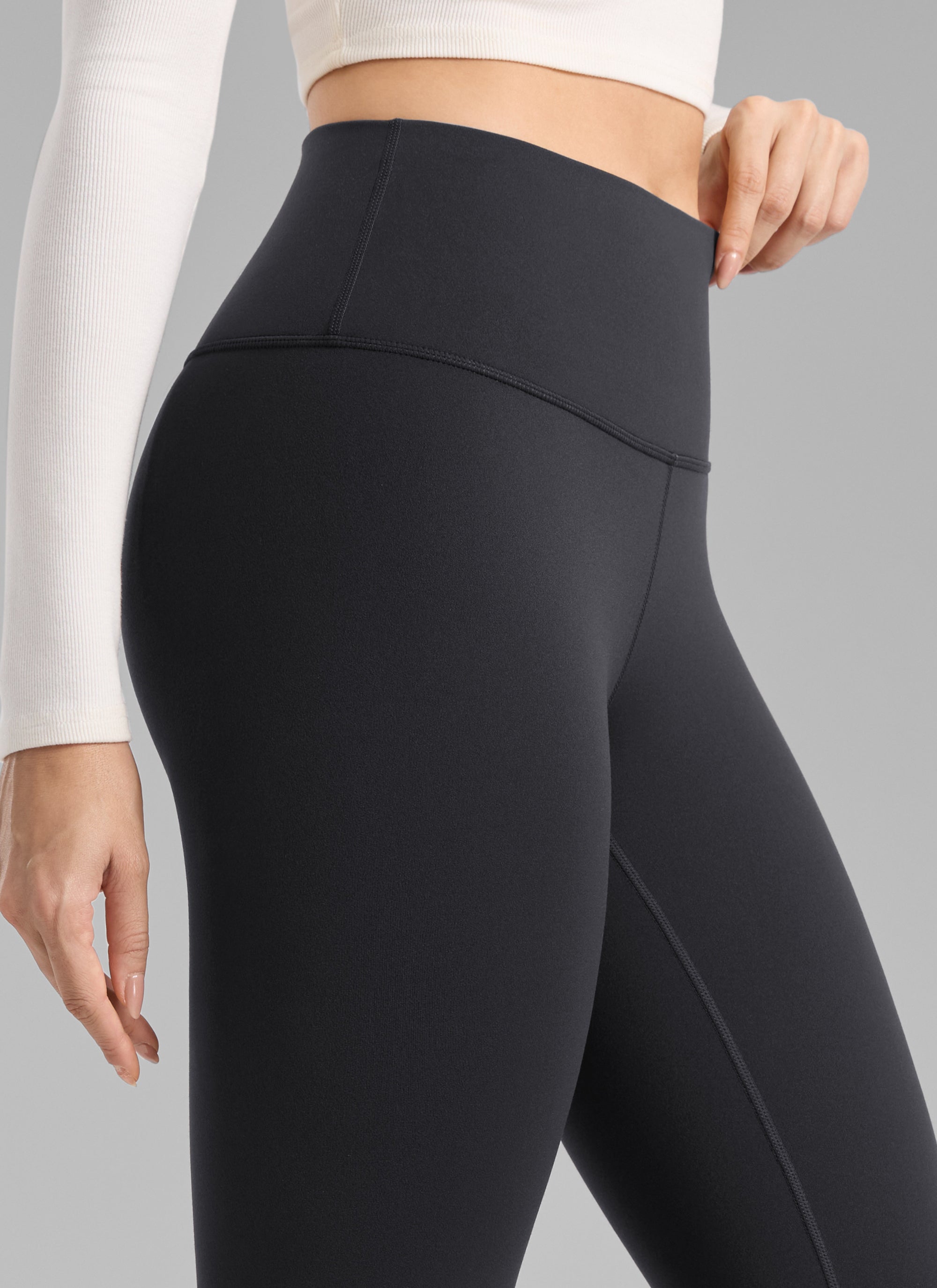 CRZ YOGA Women's Fleece Lined Casual High Rise Legging 28'' Ink Gray