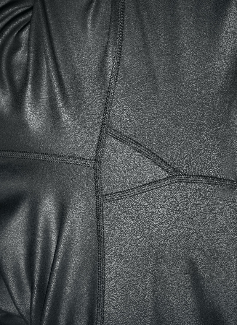 CRZ YOGA Women Butterluxe Matte Faux Leather Leggings 25'' Black Foil Pattern