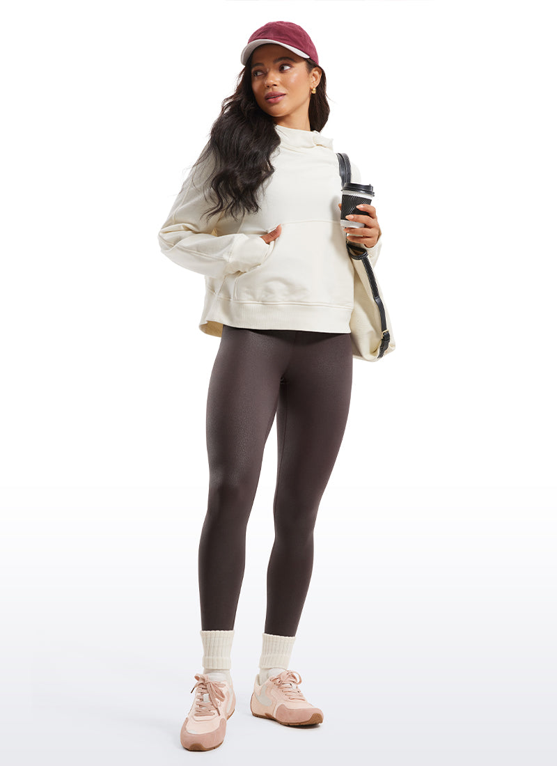 CRZ YOGA Women Butterluxe Matte Faux Leather Leggings 25'' Hot Fudge Brown Foil Pattern