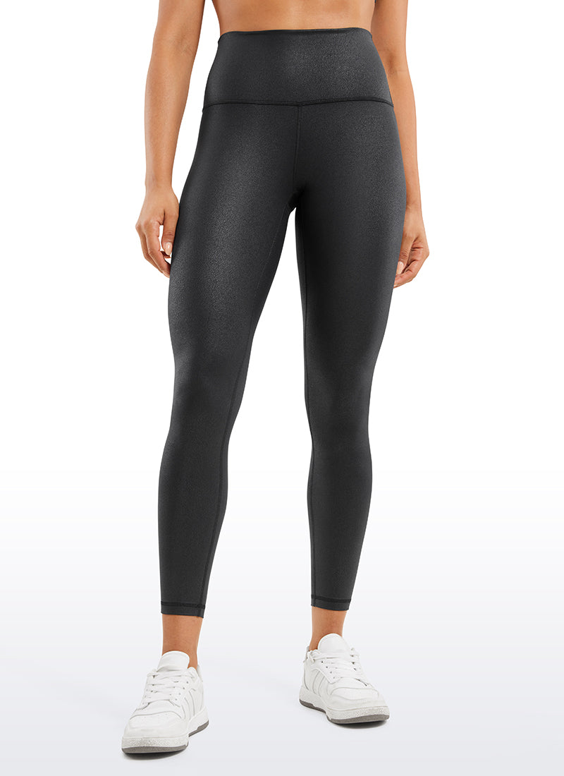 CRZ YOGA Women Butterluxe Matte Faux Leather Leggings 25'' Tornado Grey Classic Pattern