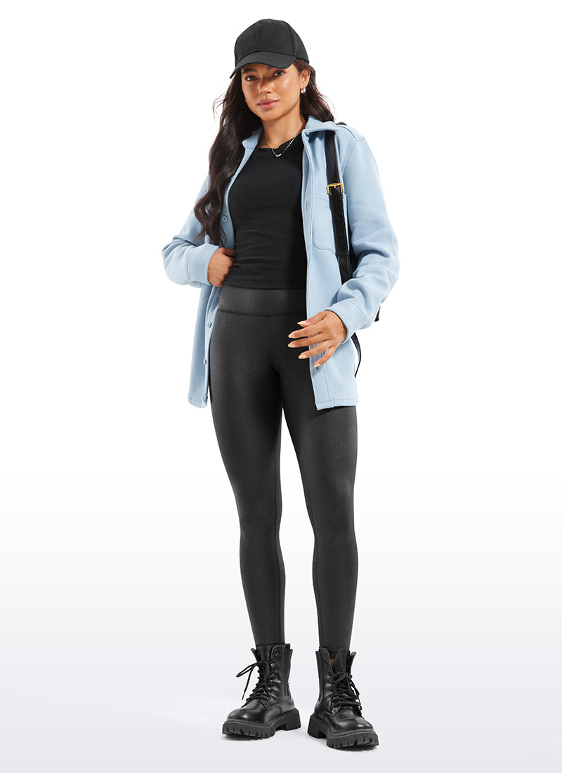 CRZ YOGA Women Butterluxe Matte Faux Leather Leggings 25'' Tornado Grey Classic Pattern