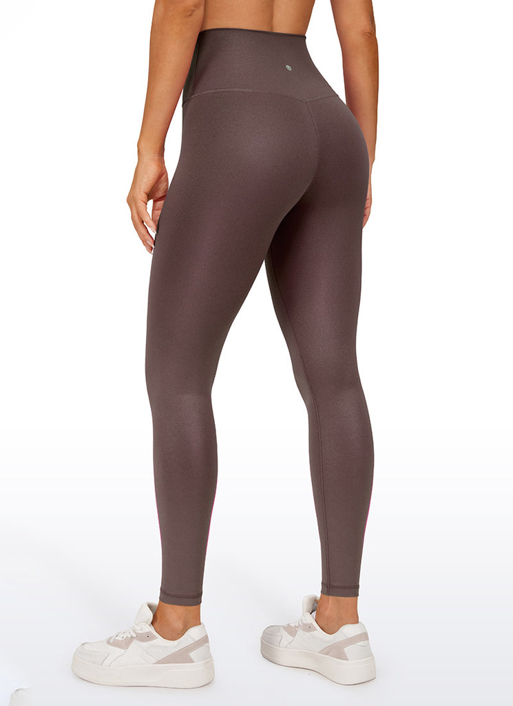 CRZ YOGA Women Butterluxe Matte Faux Leather Leggings 28' Taupe Classic Pattern