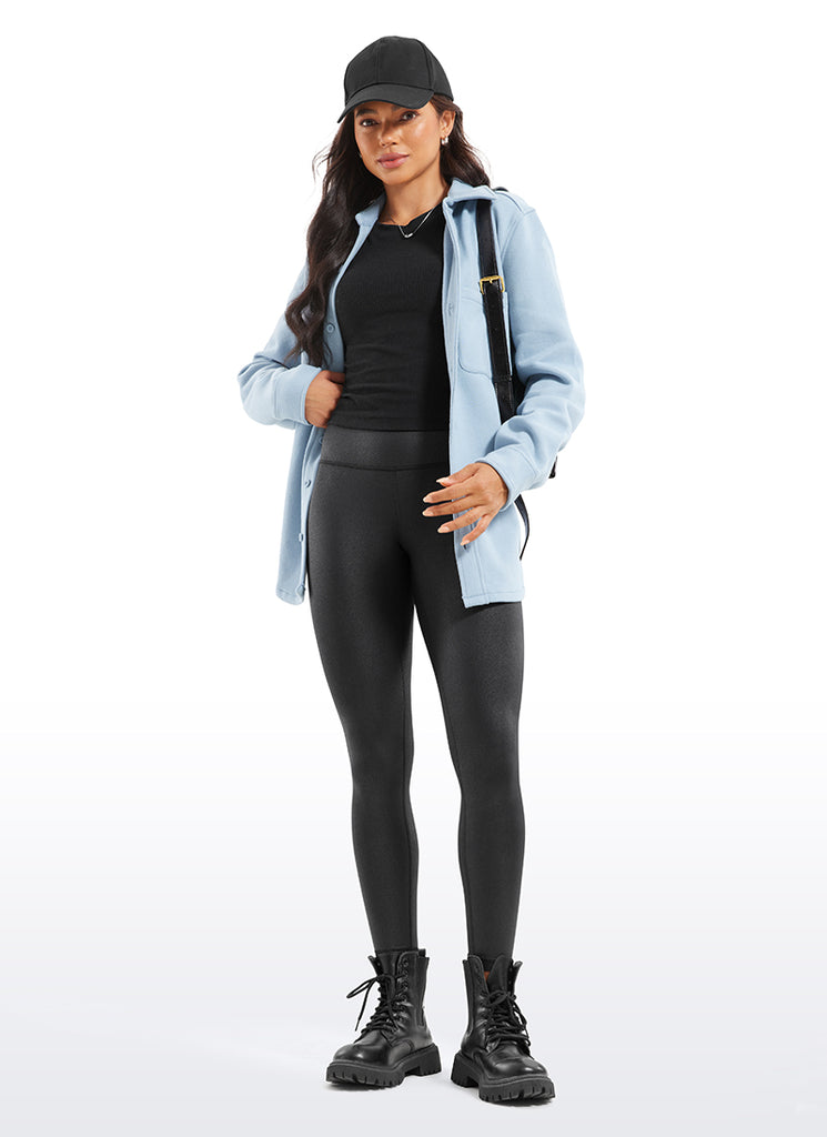 CRZ YOGA Women Butterluxe Matte Faux Leather Leggings 28' Black Foil Pattern