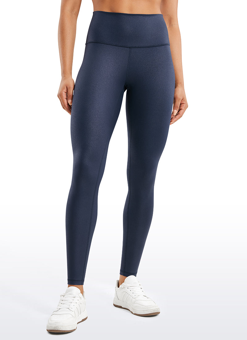 CRZ YOGA Women Butterluxe Matte Faux Leather Leggings 28' Black Foil Pattern