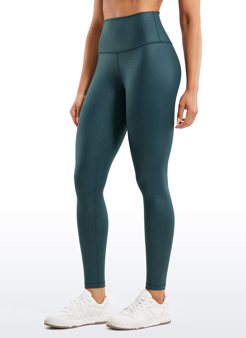 CRZ YOGA Women Butterluxe Matte Faux Leather Leggings 28' Real Navy Foil Pattern