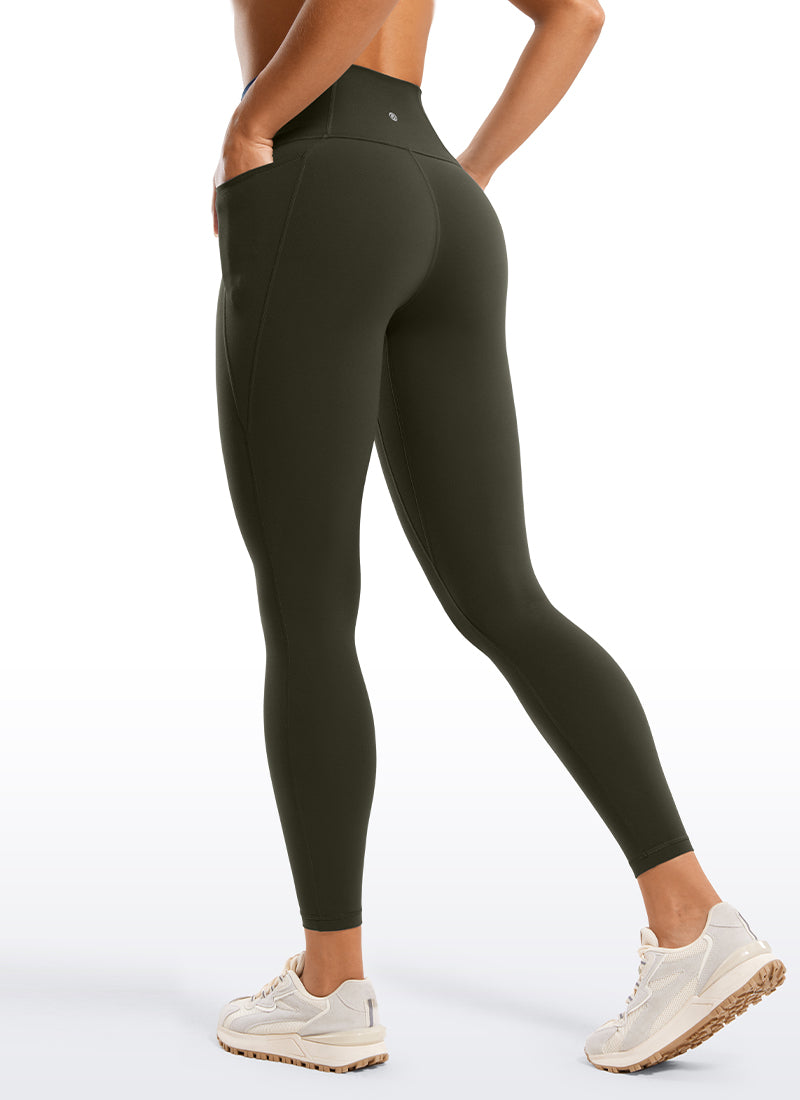 CRZ YOGA Women's Yoga Lounge High Rise Butterluxe Pocket Leggings 25'' Olive Green