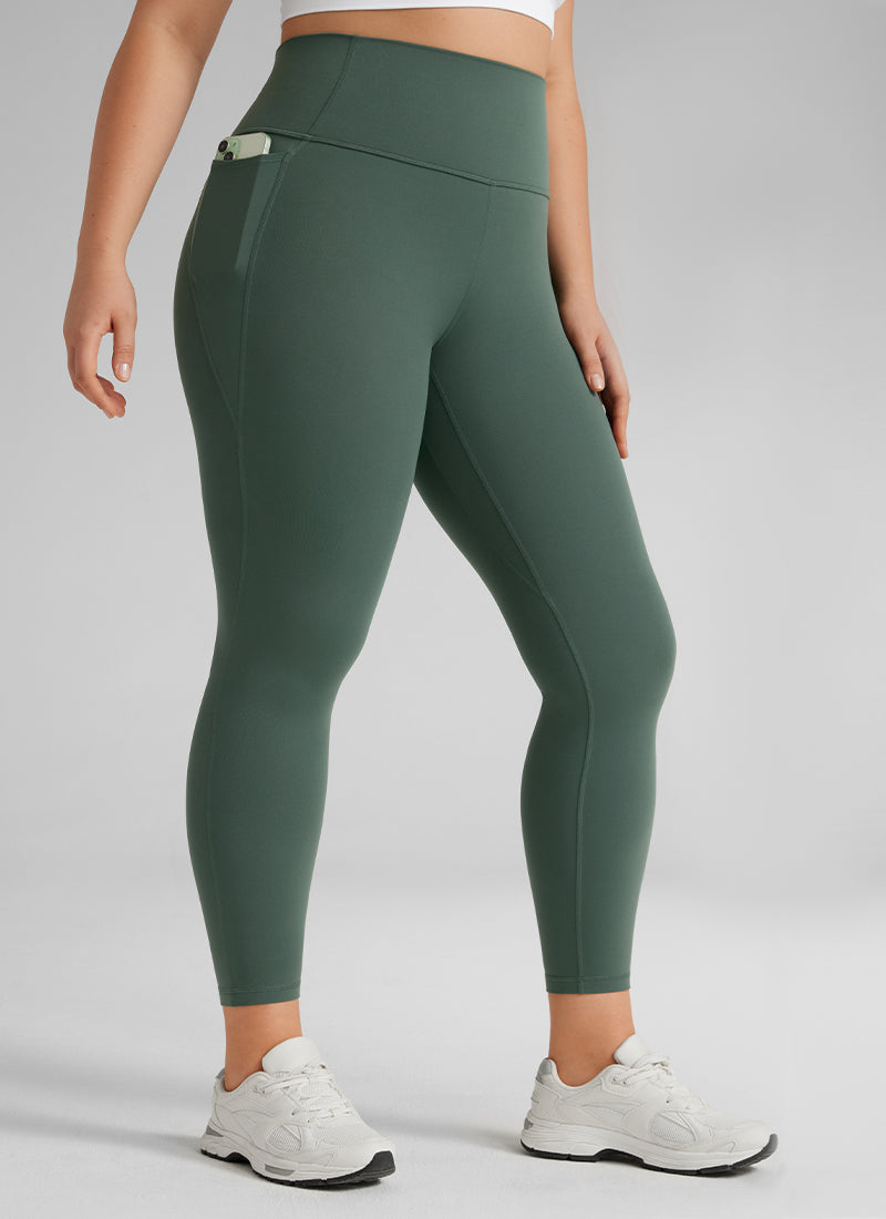 CRZ YOGA Women's Yoga Lounge High Rise Butterluxe Pocket Leggings 25'' Dark Forest Green