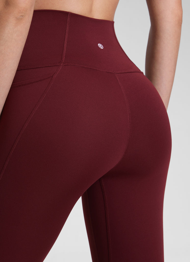 CRZ YOGA Women's Yoga Lounge High Rise Butterluxe Pocket Leggings 25'' Red Merlot