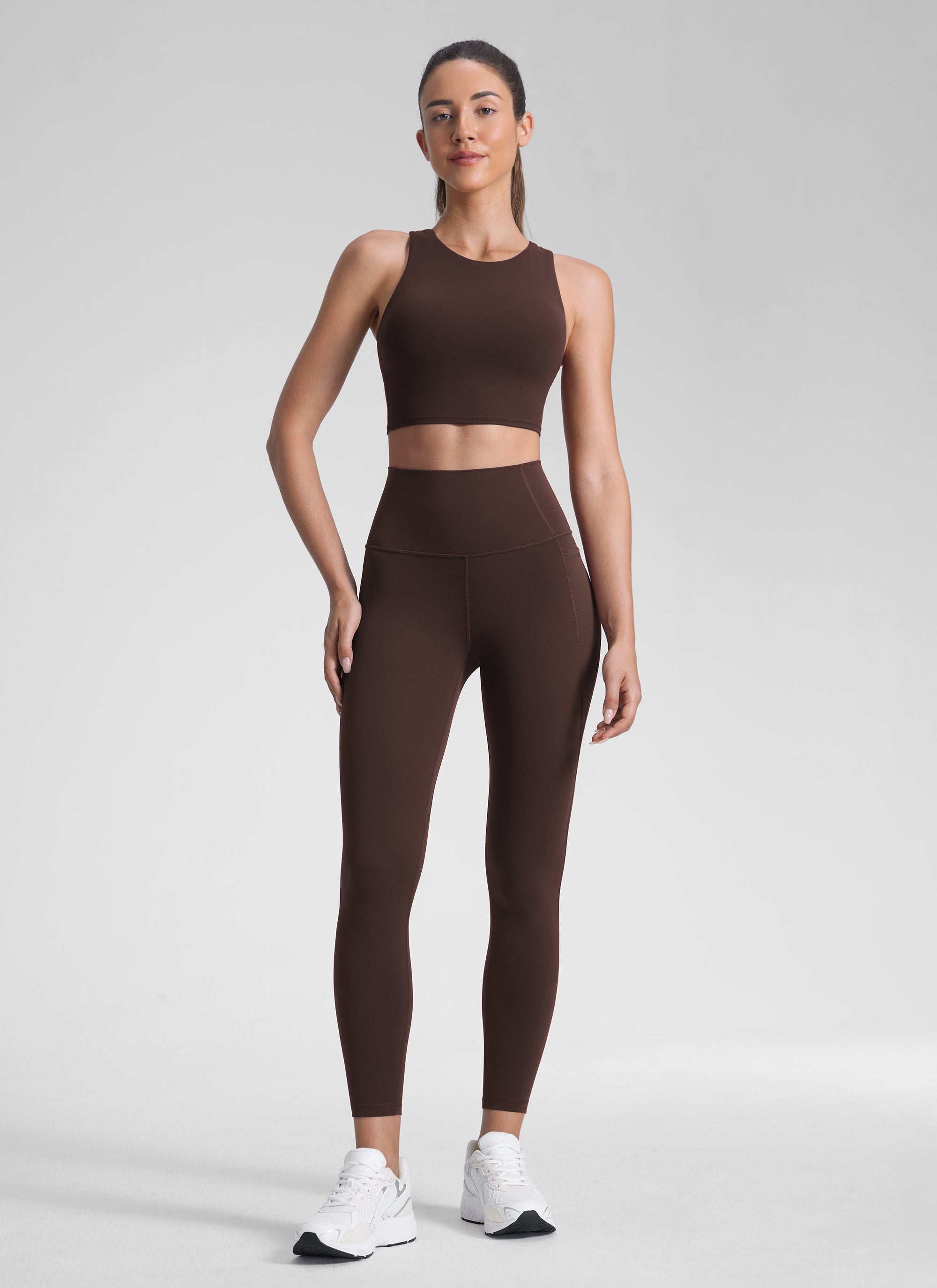 CRZ YOGA Women's Yoga Lounge High Rise Butterluxe Pocket Leggings 25'' Hot Fudge Brown