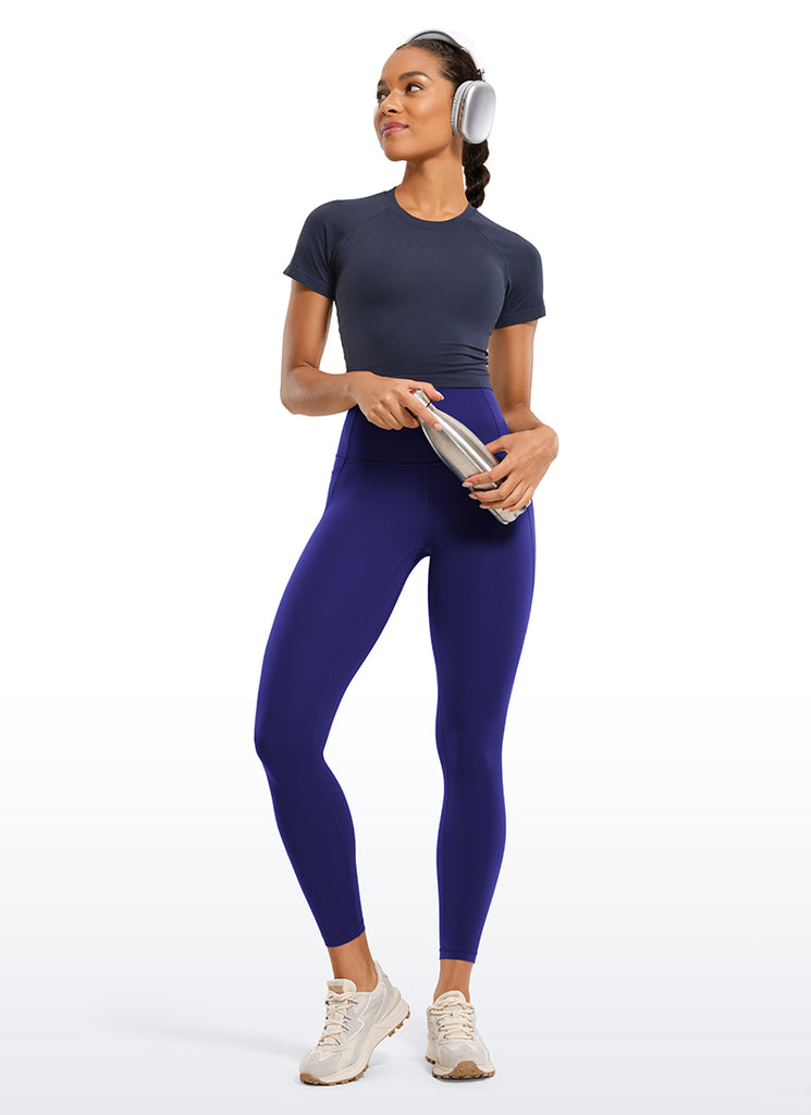 CRZ YOGA Women's Yoga Lounge High Rise Butterluxe Pocket Leggings 25'' Larkspur Blue