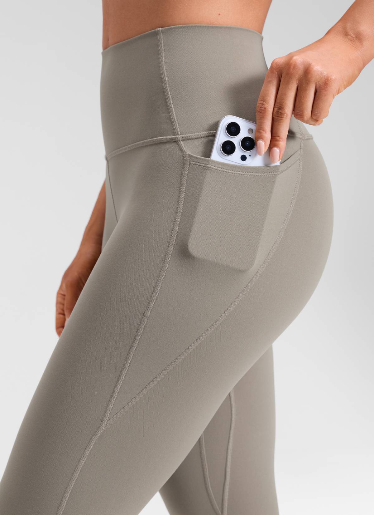 CRZ YOGA Women's Yoga Lounge High Rise Butterluxe Pocket Leggings 25'' Warm Ash Grey