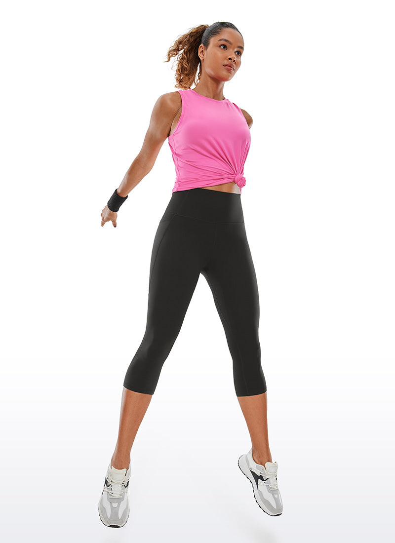 CRZ YOGA Womens Butterluxe High Waist Pockets Capri Leggings 19'' Olive Green