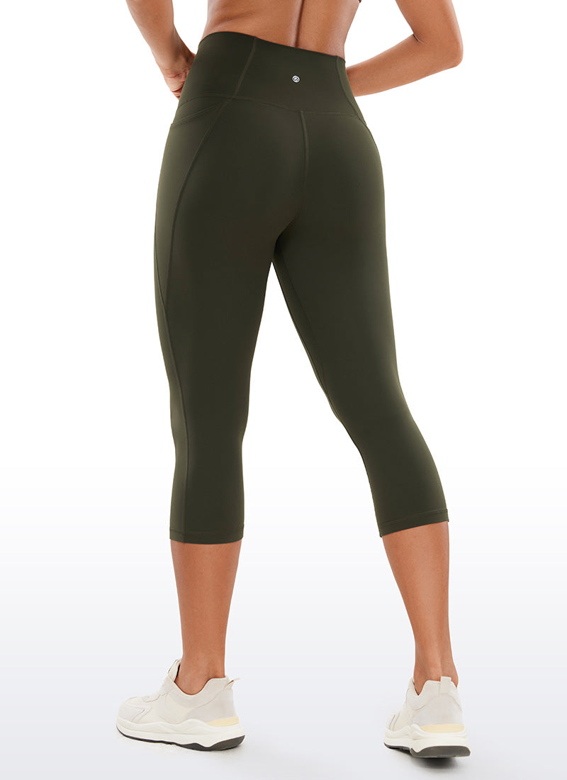 CRZ YOGA Womens Butterluxe High Waist Pockets Capri Leggings 19'' Black Tie Dye Flowers