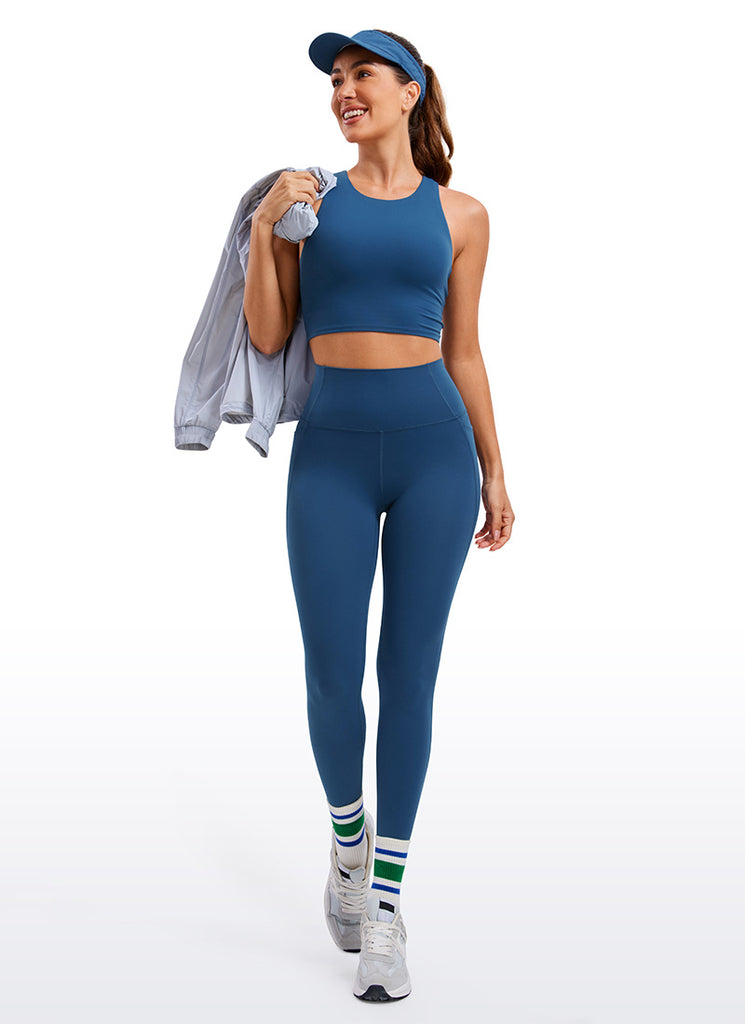 CRZ YOGA Womens Butterluxe Pockets Workout Leggings 28" Olive Green