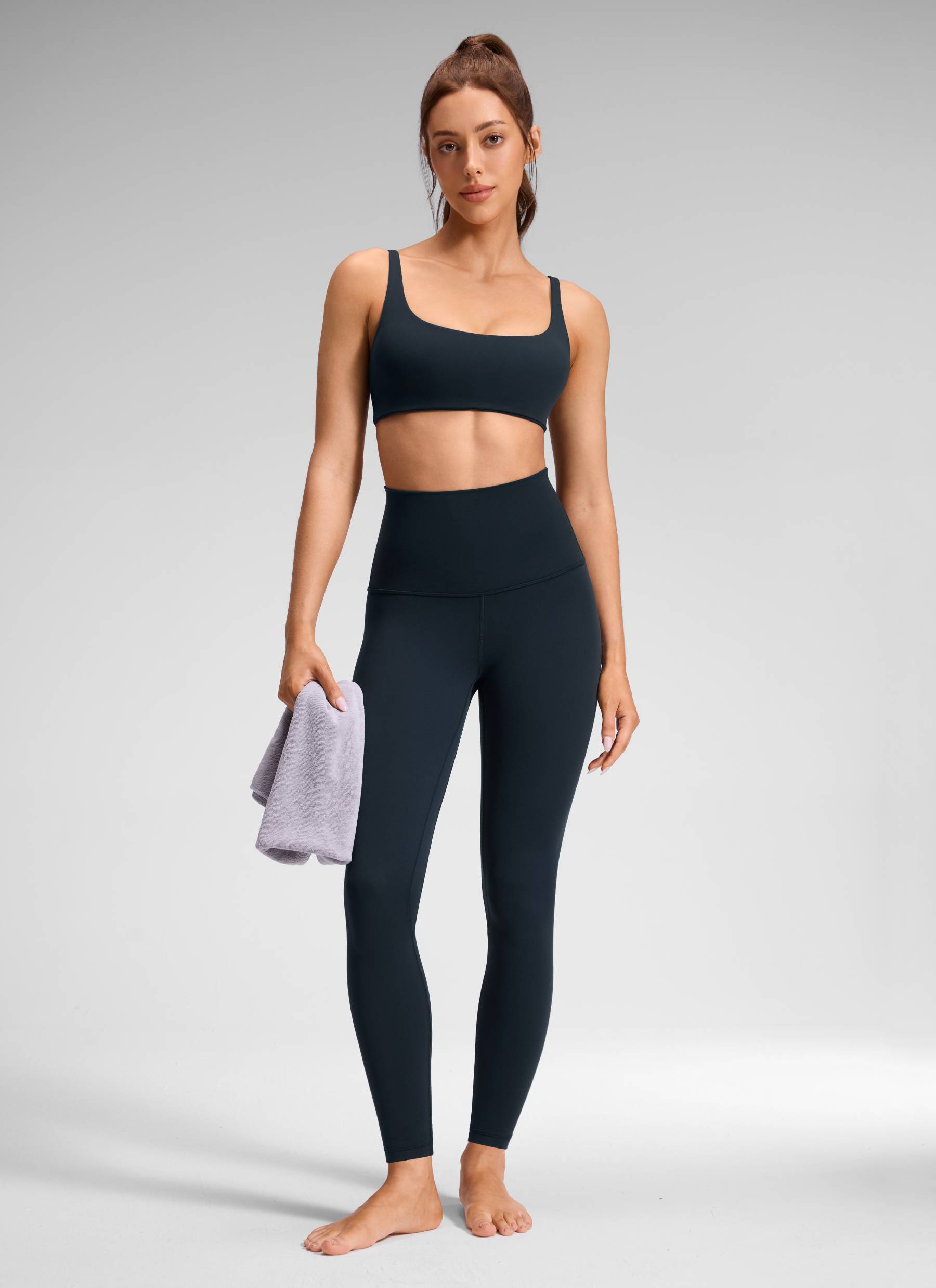 CRZ YOGA Women's Yoga Super High Waist Butterluxe Yoga Leggings 28'' True Navy @model_info:Malisa