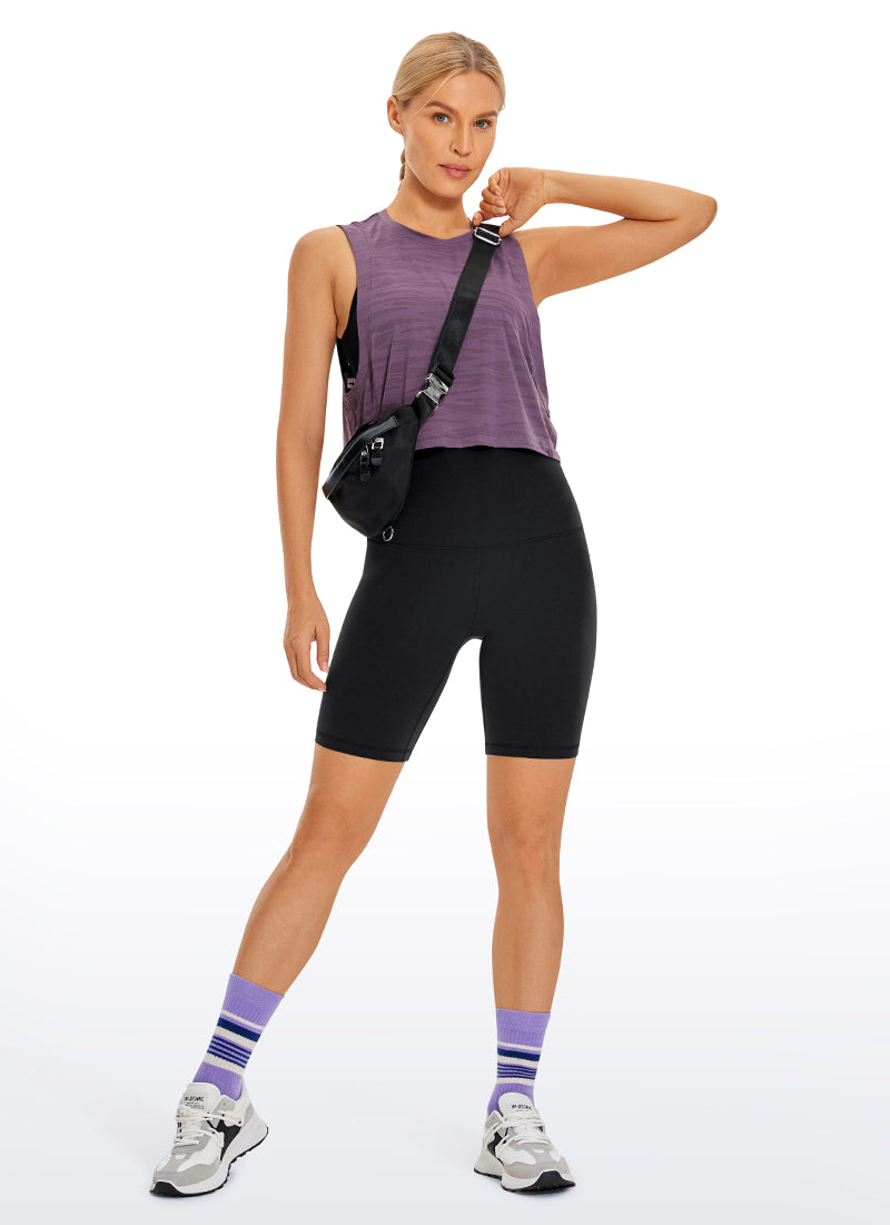 CRZ YOGA Women's Yoga Super High Waist Butterluxe Shorts 8'' Black