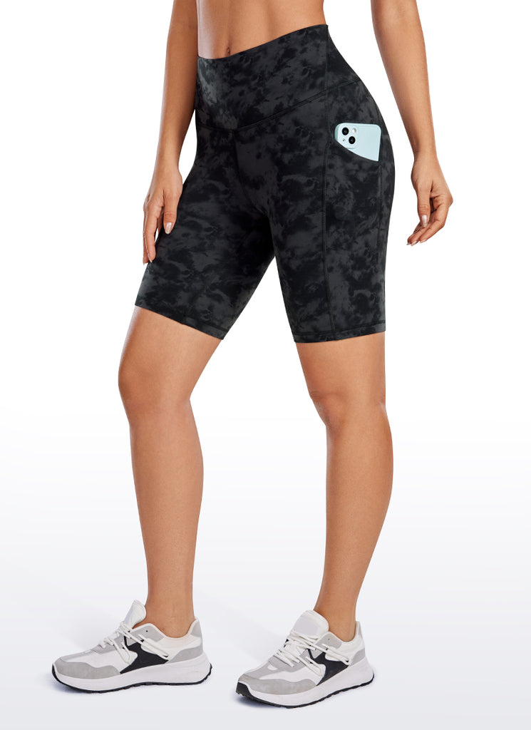 CRZ YOGA Women's Yoga High Rise Biker Butterluxe Pockets Shorts 8'' Dark Green