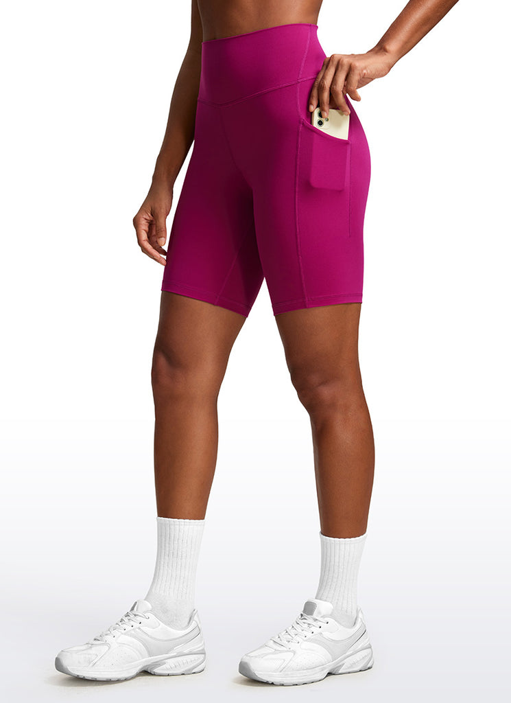 CRZ YOGA Women's Yoga High Rise Biker Butterluxe Pockets Shorts 8'' Grey Sage