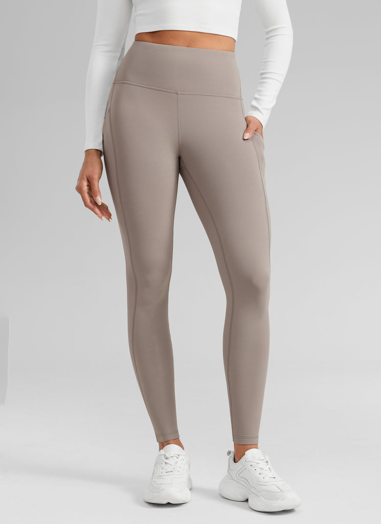 CRZ YOGA Women's Water-resistant Fleece Lined Pocket Leggings 28" Aurora Red