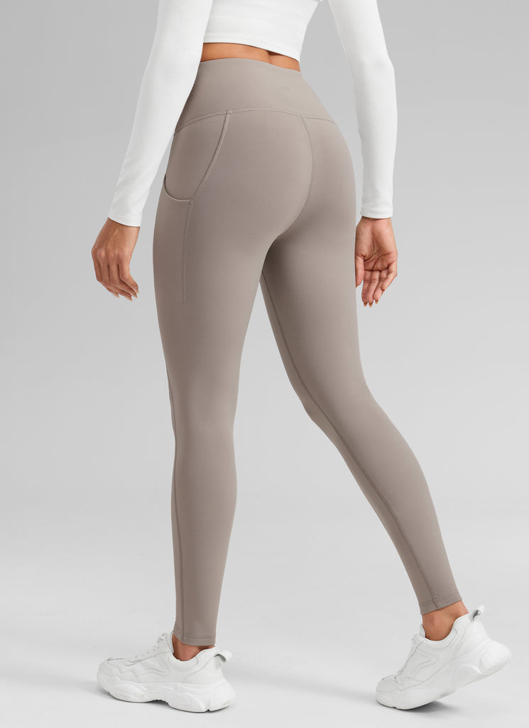 CRZ YOGA Women's Water-resistant Fleece Lined Pocket Leggings 28" Aurora Red