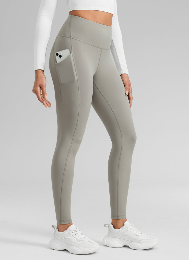 CRZ YOGA Women's Water-resistant Fleece Lined Pocket Leggings 28" Waves Blue