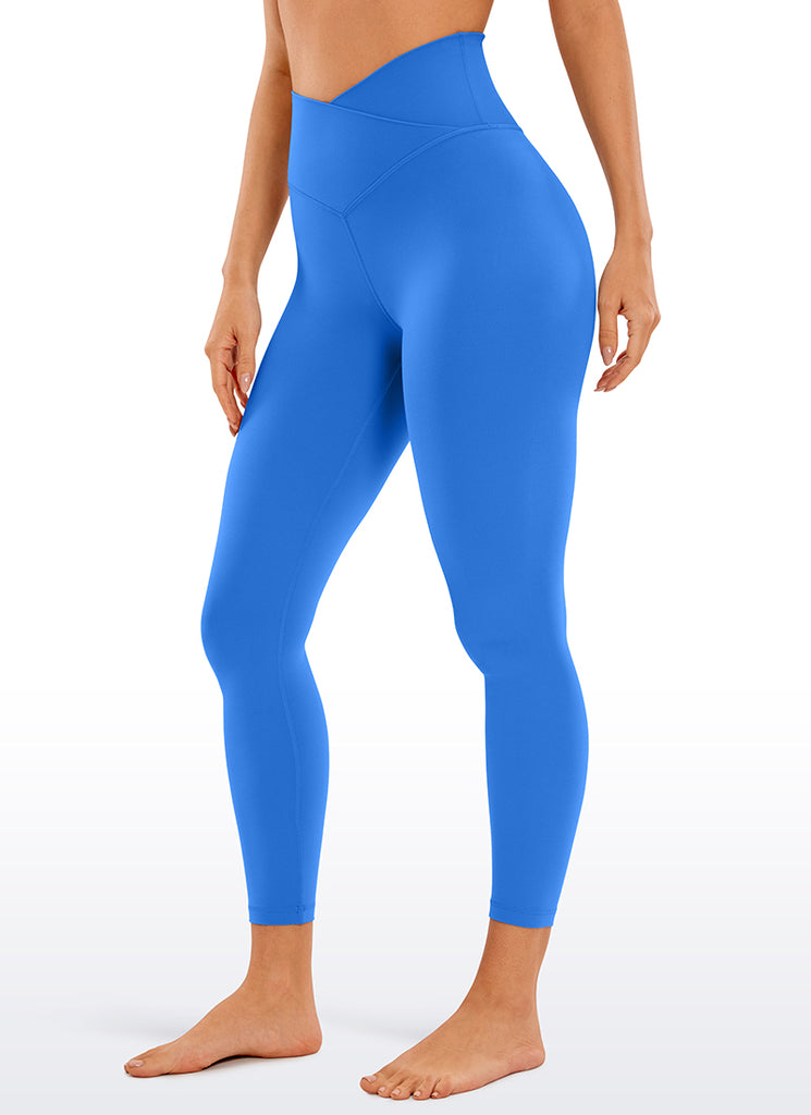 CRZ YOGA Women's High Rise Butterluxe Yoga Leggings 25'' V Cross Waist Olive Green