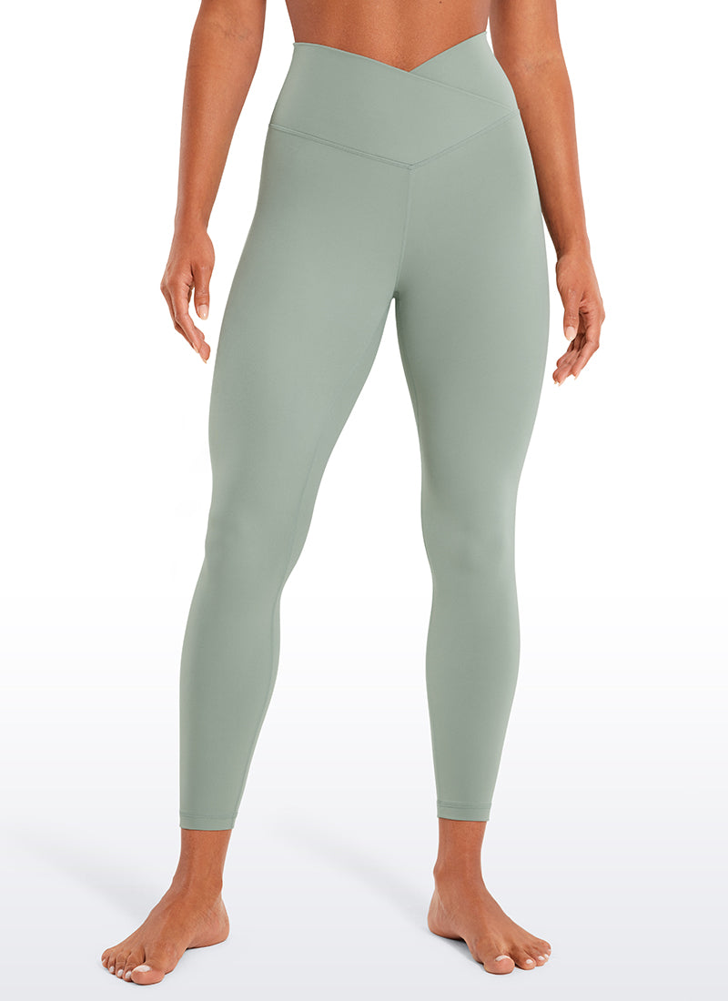 CRZ YOGA Women's High Rise Butterluxe Yoga Leggings 25'' V Cross Waist Grape Thistle Purple