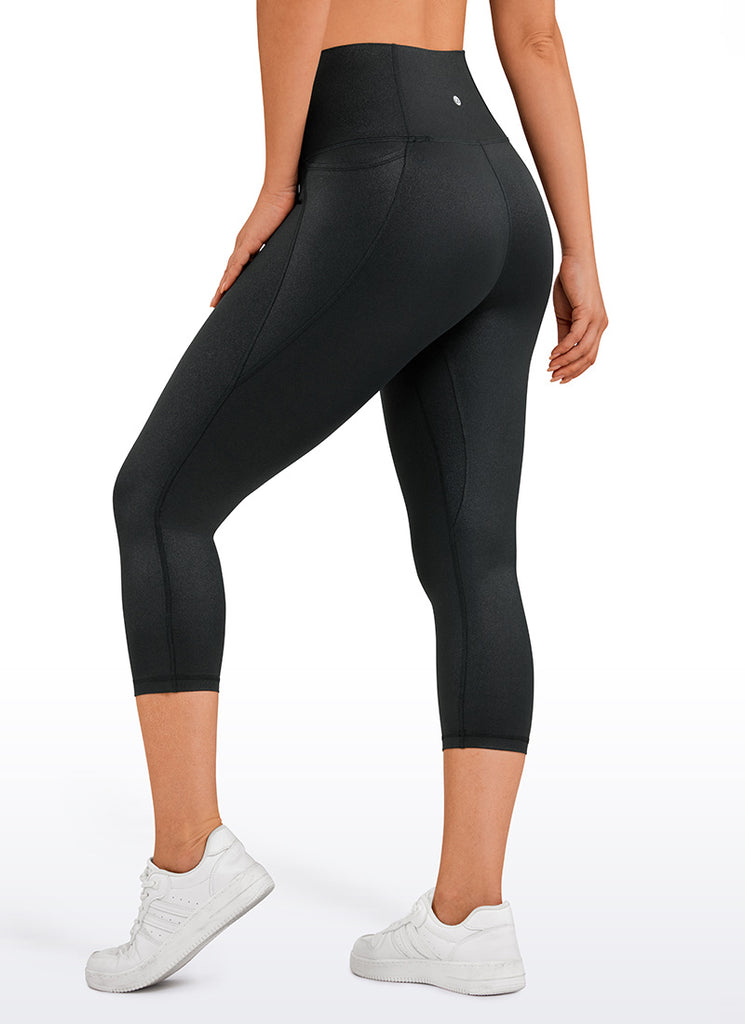CRZ YOGA Women's Yoga High Rise Butterluxe Capri with Pockets 21'' Black Classic