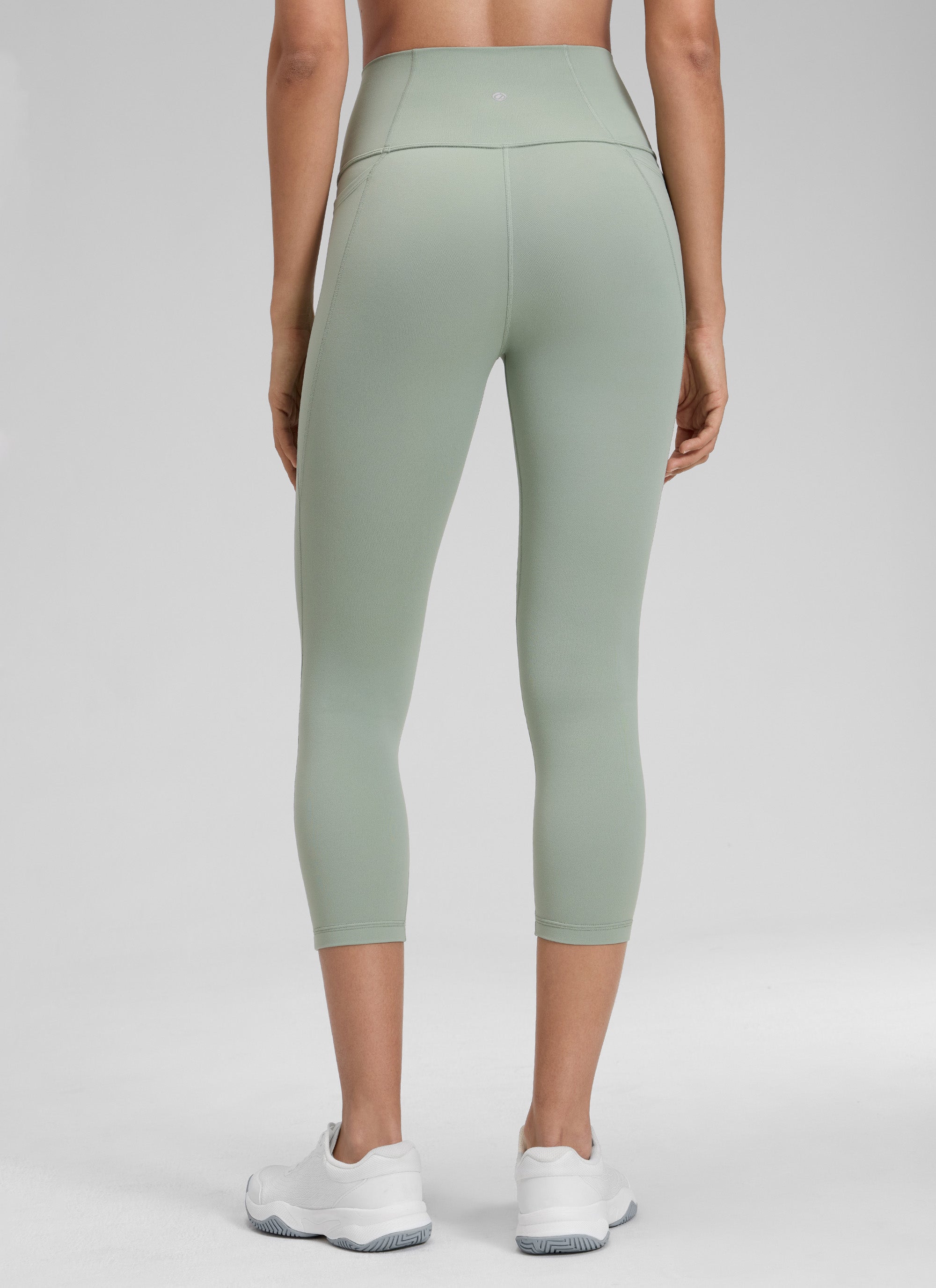 CRZ YOGA Women's Yoga High Rise Butterluxe Capri with Pockets 21'' Green Palm Court