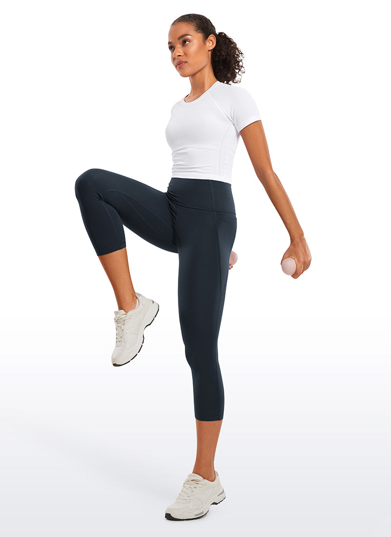 CRZ YOGA Women's Yoga High Rise Butterluxe Capri with Pockets 21'' True Navy