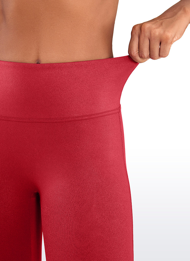 CRZ YOGA Women Butterluxe Matte Faux Leather No Front Seam Leggings 26.5'' Ruby Red Classic Pattern