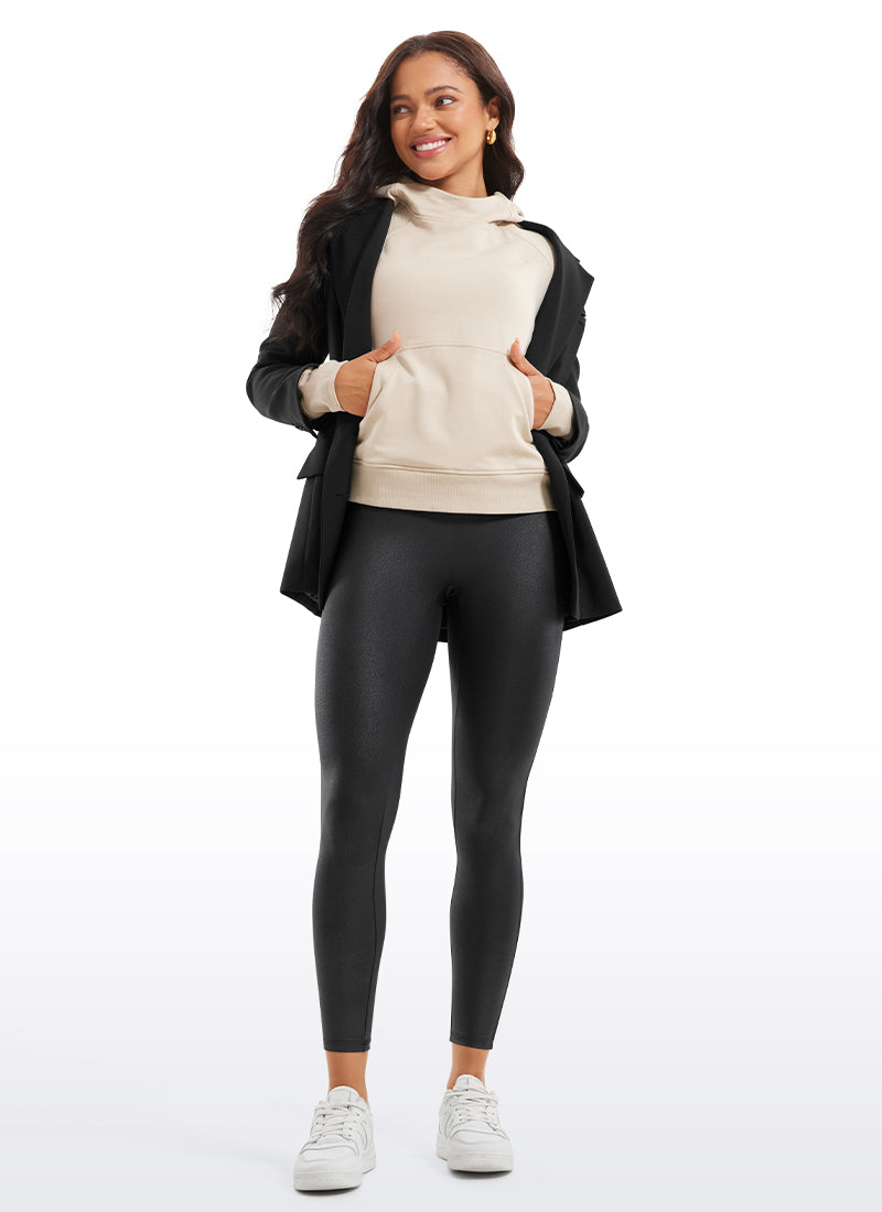 CRZ YOGA Women Butterluxe Matte Faux Leather No Front Seam Leggings 25'' Black Classic