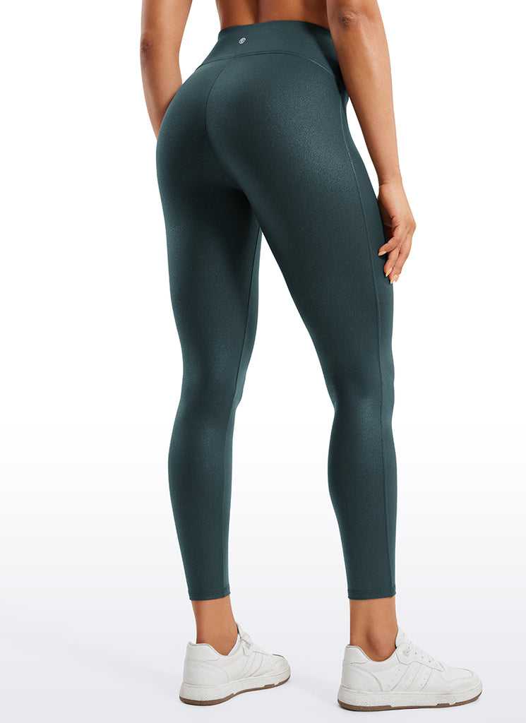 CRZ YOGA Women Butterluxe Matte Faux Leather No Front Seam Leggings 25'' Black Foil Pattern