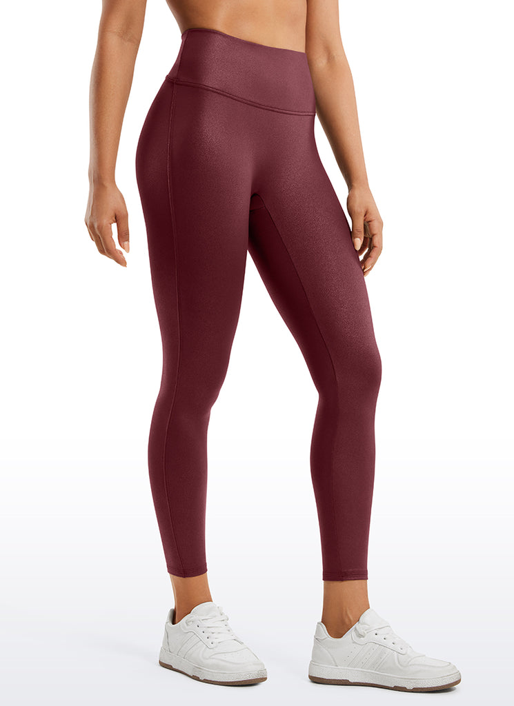 CRZ YOGA Women Butterluxe Matte Faux Leather No Front Seam Leggings 25'' Real Navy Foil Pattern