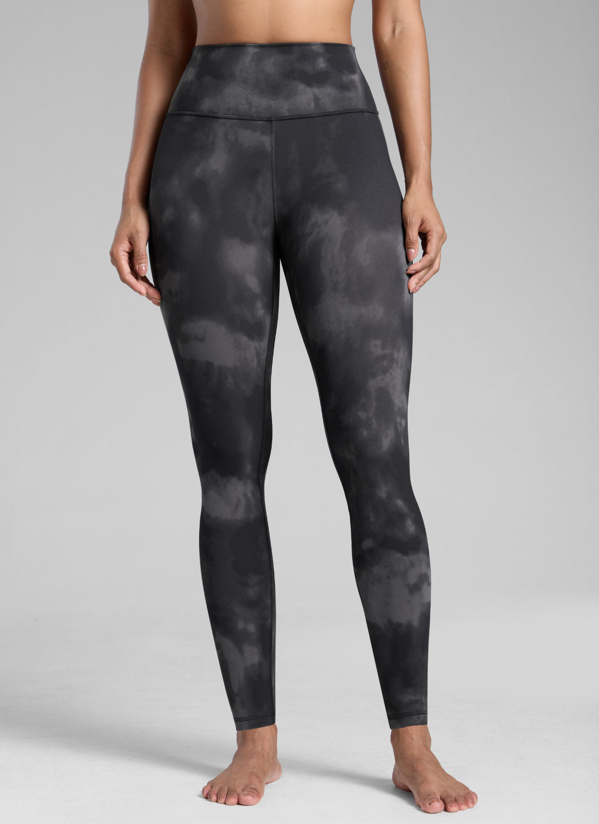 CRZ YOGA Women's Workout High Rise Butterlift Yoga Leggings 28'' Grey Tie Dye Flowers