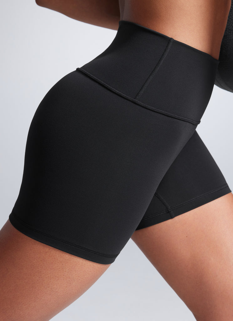 CRZ YOGA Women's Workout High Rise Biker Shorts Butterbreeze Shorts 4'' Black