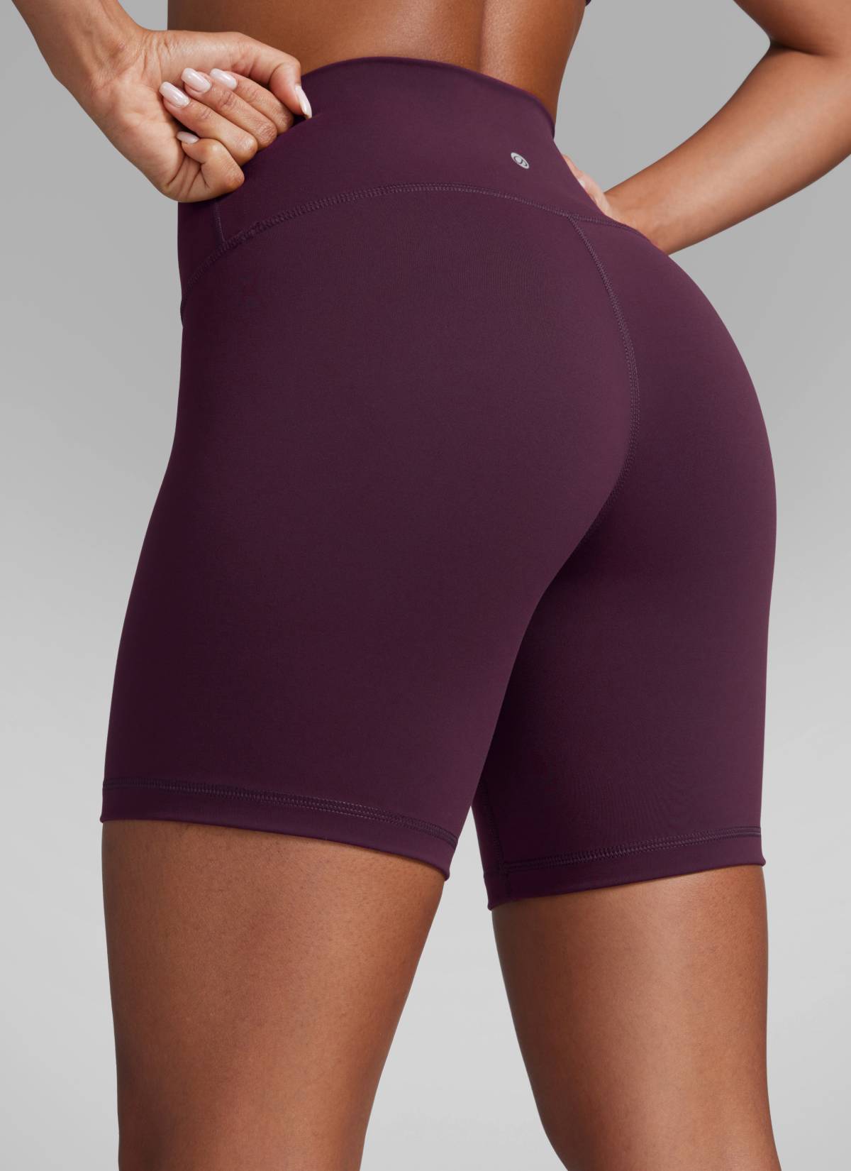 CRZ YOGA Women's Workout High Rise Biker Shorts Butterbreeze Shorts 6'' Deep Purple @model_info:Crystal