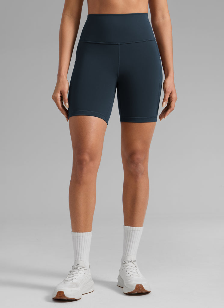 CRZ YOGA Women's Workout High Rise Pocket Shorts Butterbreeze Shorts 6'' Hot Fudge Brown