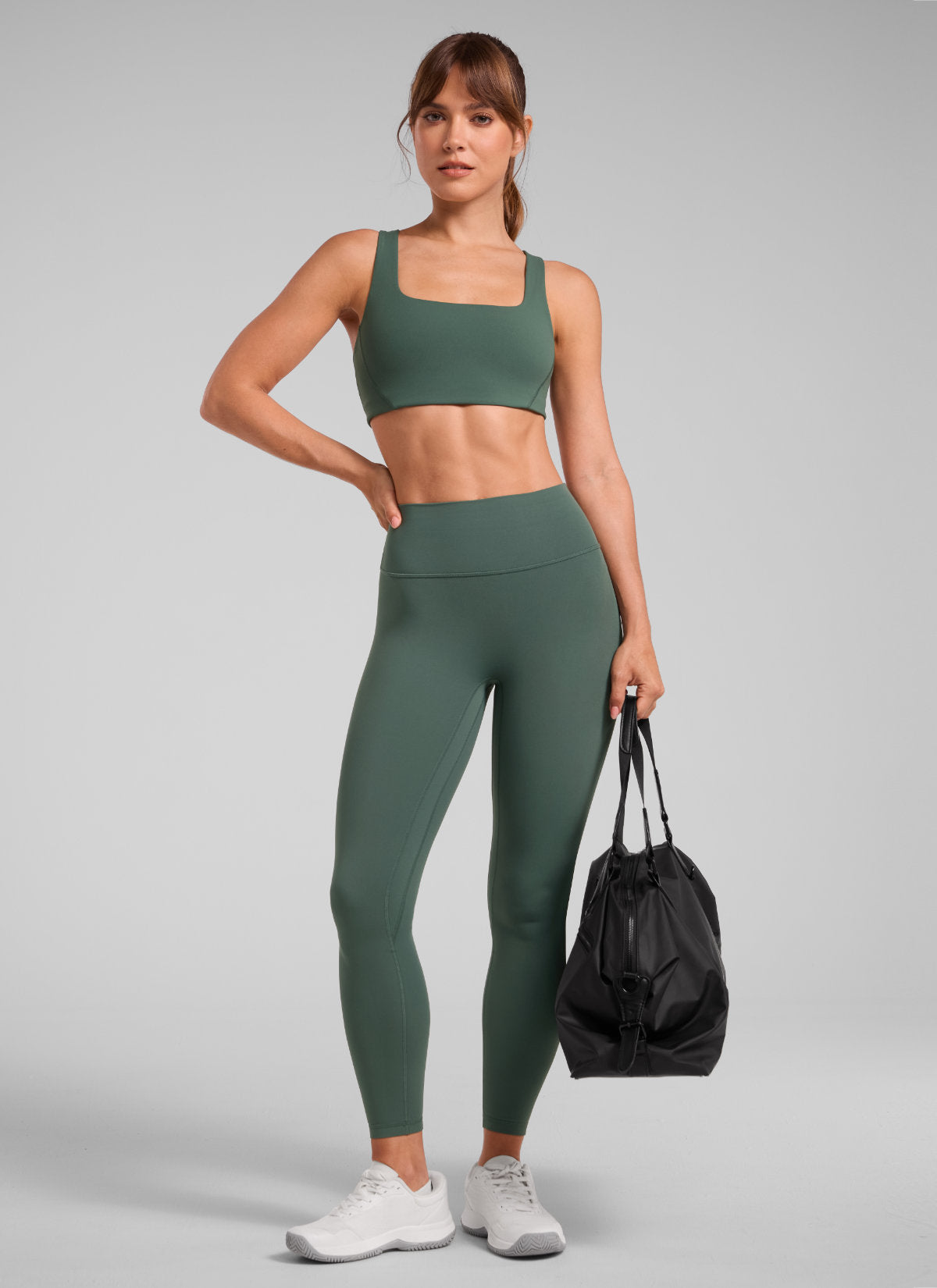 CRZ YOGA Women Butterlift High Rise Scrunch Butt Legging No Front Seam Dark Forest Green