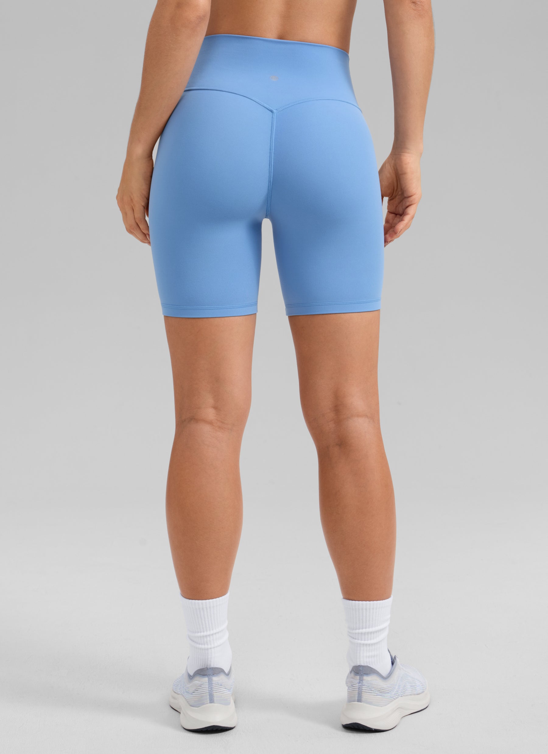 CRZ YOGA Butterlift Womens Scrunch Butt Biker Shorts 6'' No Front Seam Party Blue