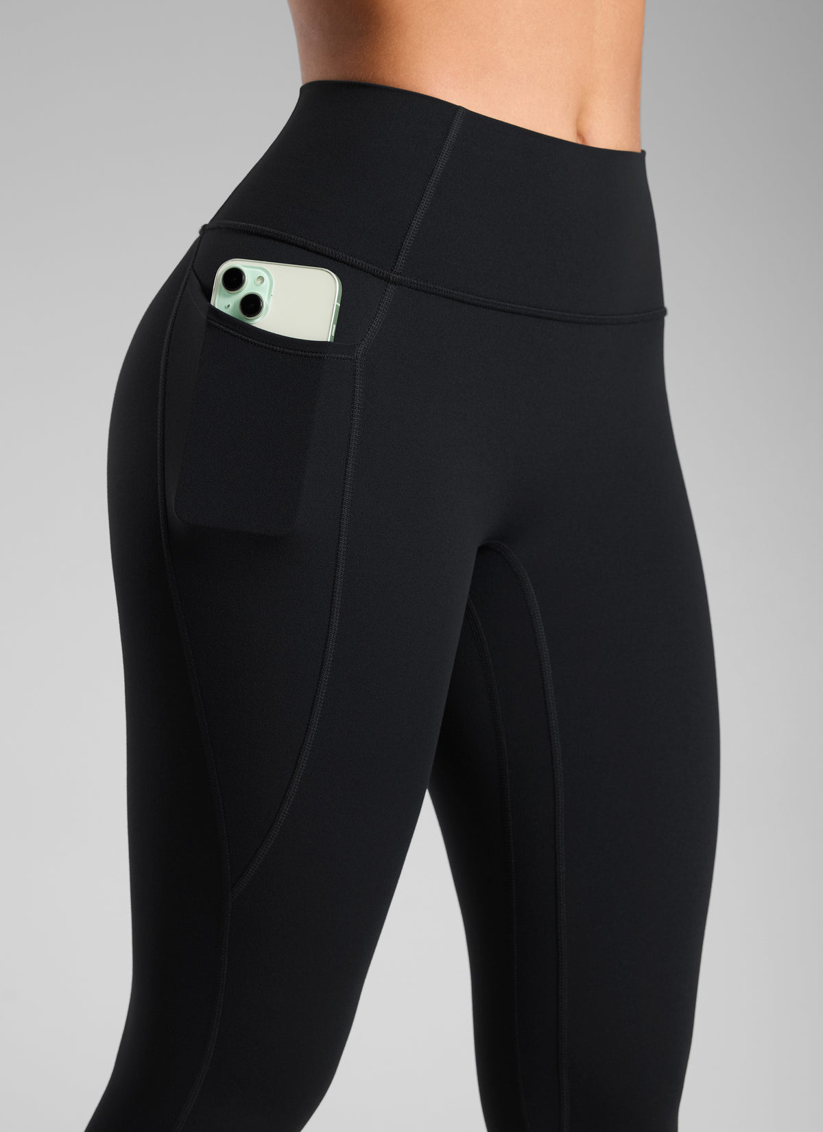 CRZ YOGA Women's Butterlift High Rise No Front Seam Pocket Legging Black @model_info:C
