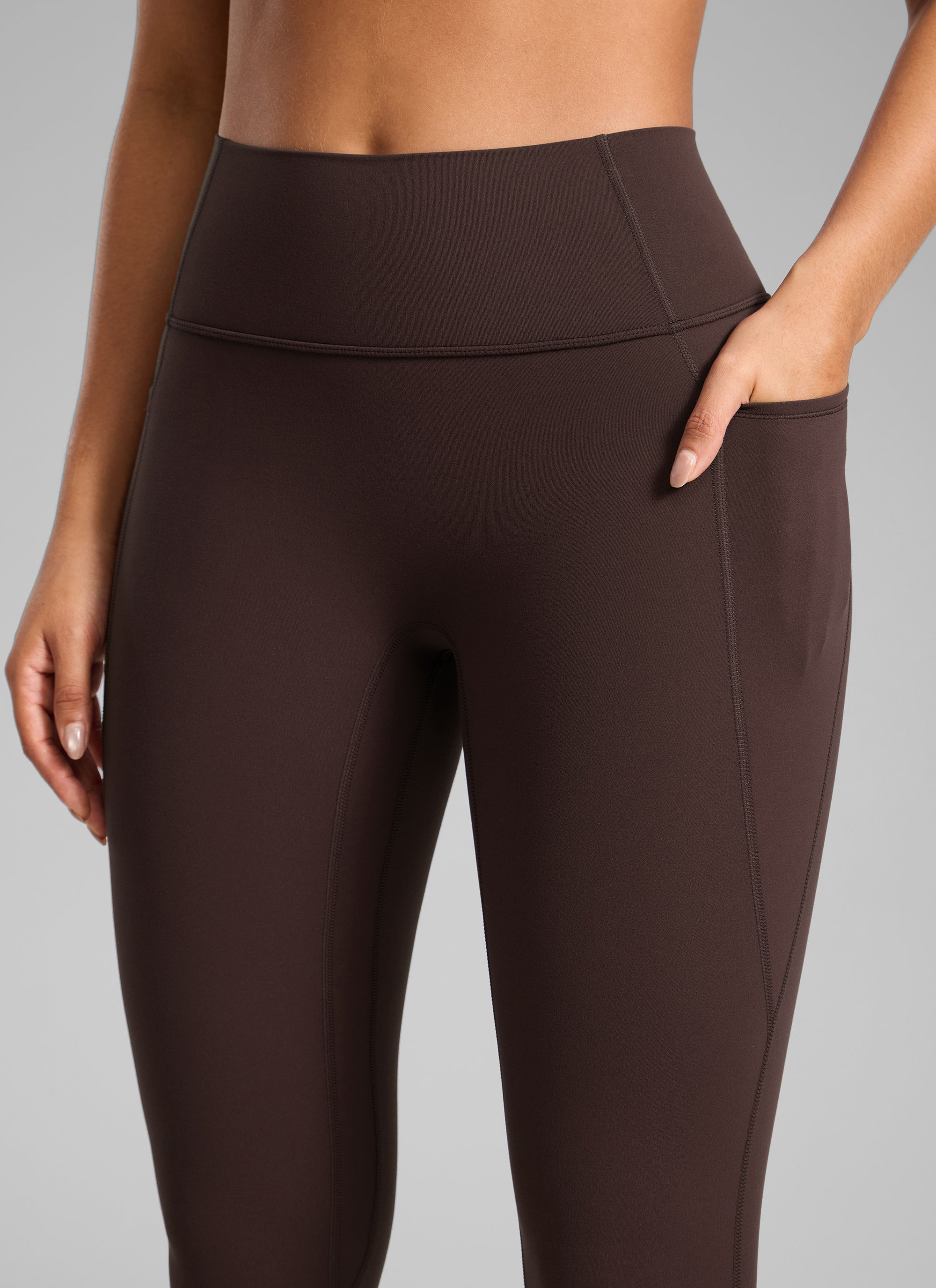 CRZ YOGA Women's Butterlift High Rise No Front Seam Pocket Legging Hot Fudge Brown