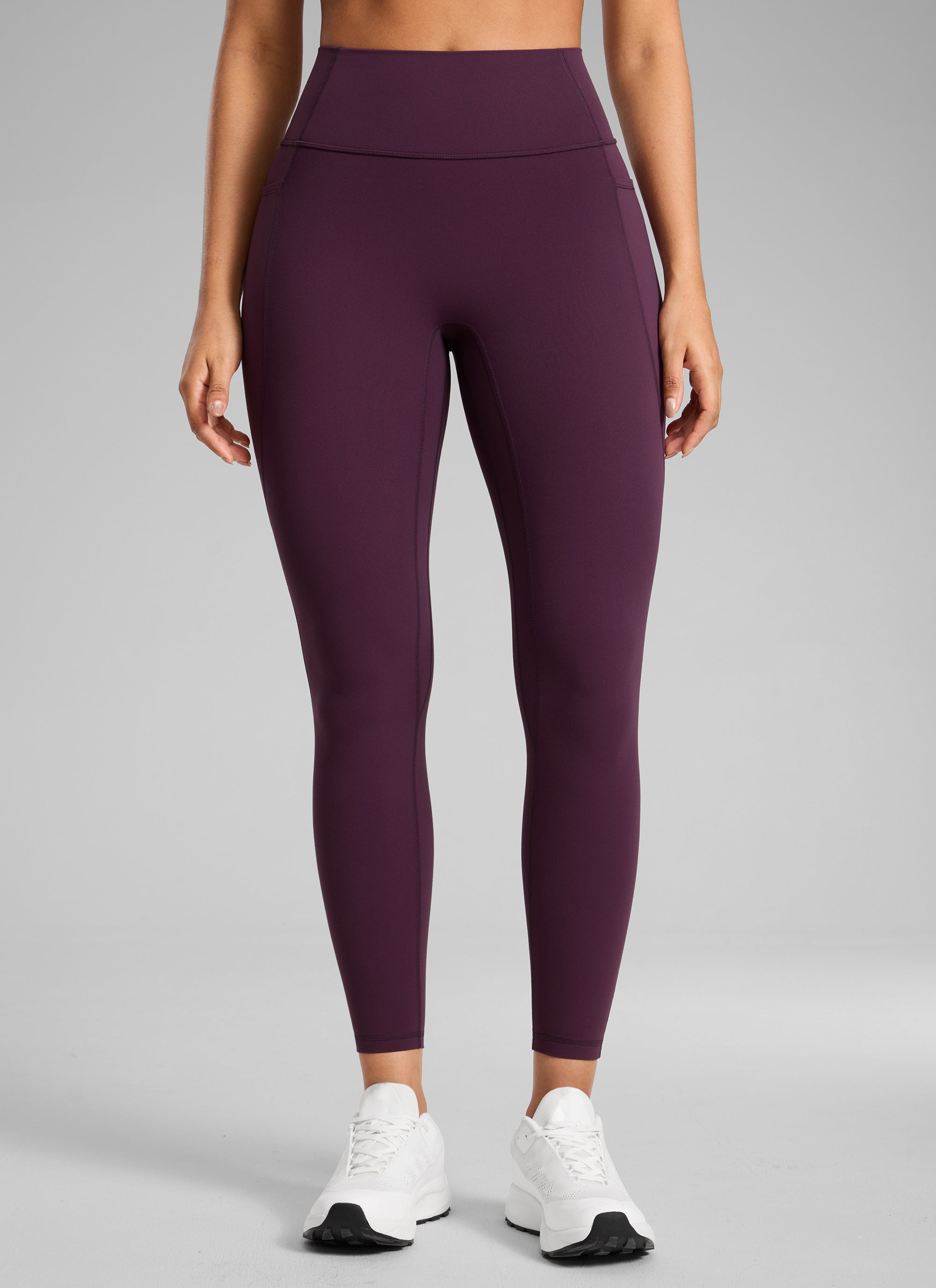 CRZ YOGA Women's Butterlift High Rise No Front Seam Pocket Legging Deep Purple