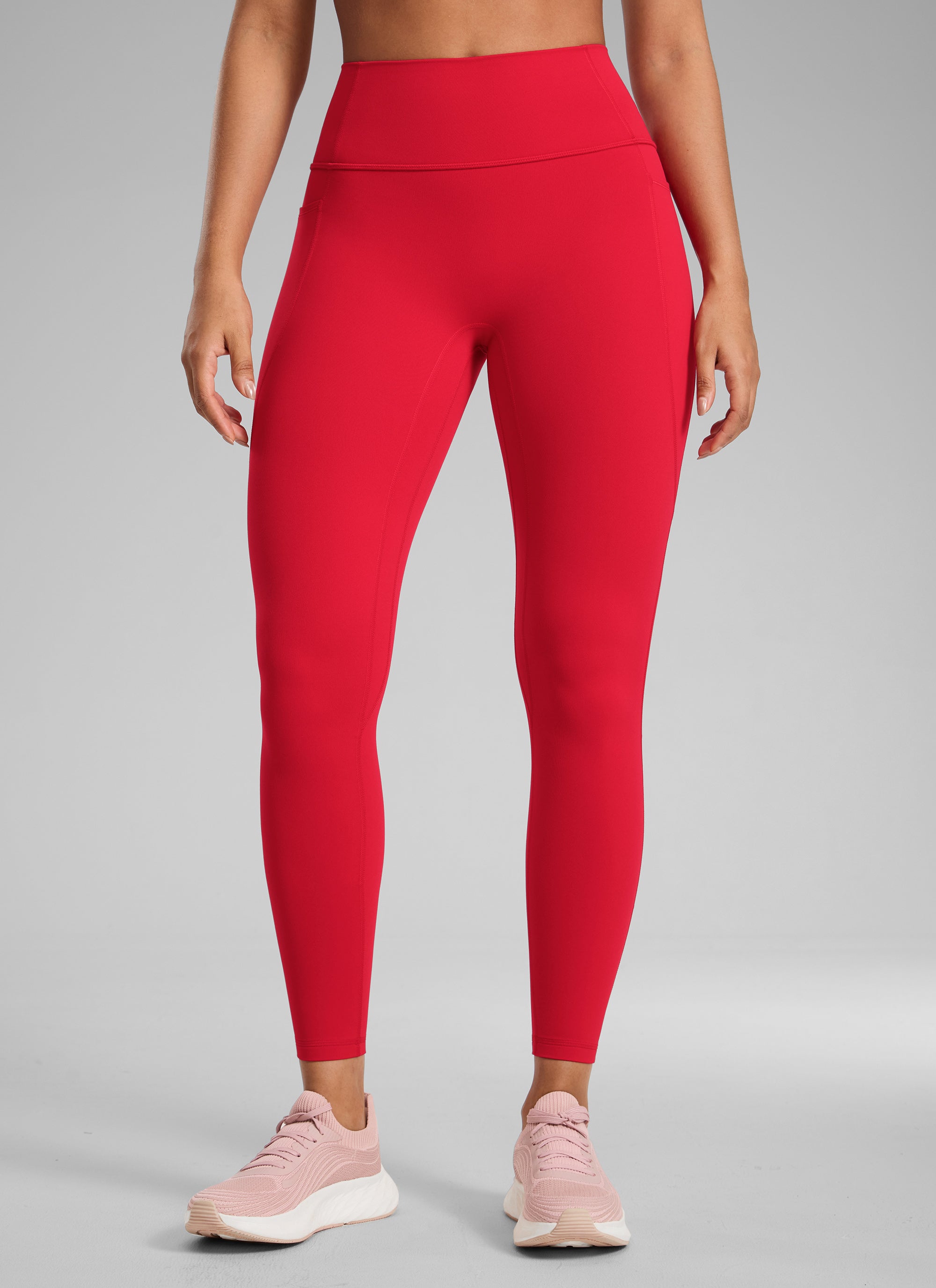 CRZ YOGA Women's Butterlift High Rise No Front Seam Pocket Legging Aurora Red