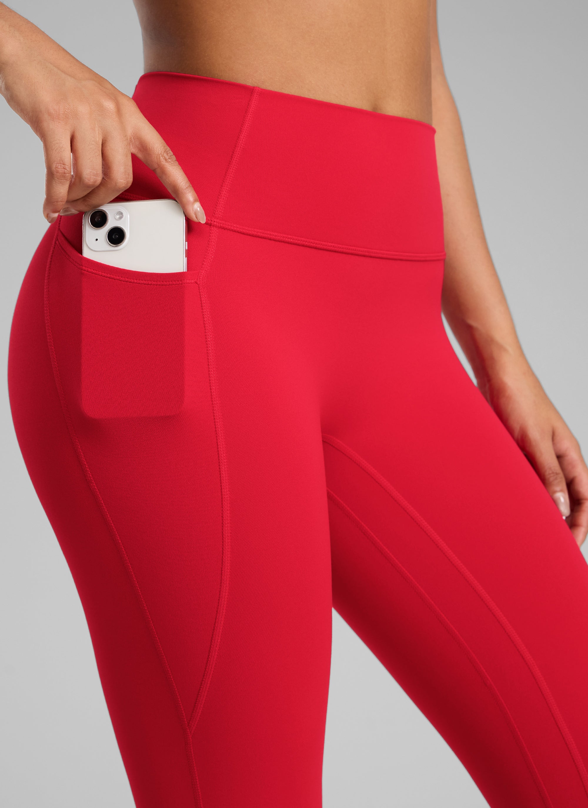 CRZ YOGA Women's Butterlift High Rise No Front Seam Pocket Legging Aurora Red
