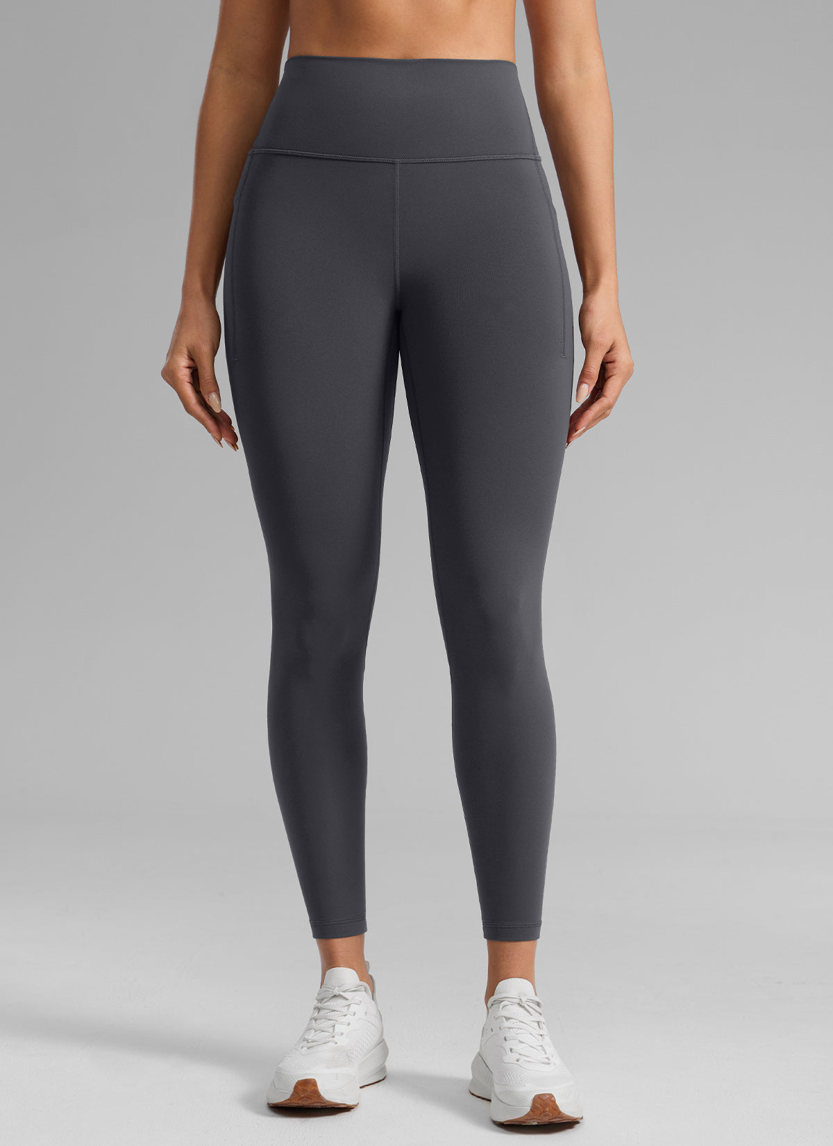 CRZ YOGA Women's Butterlift Workout High Rise Pocket Leggings 25'' Mysterious Grey