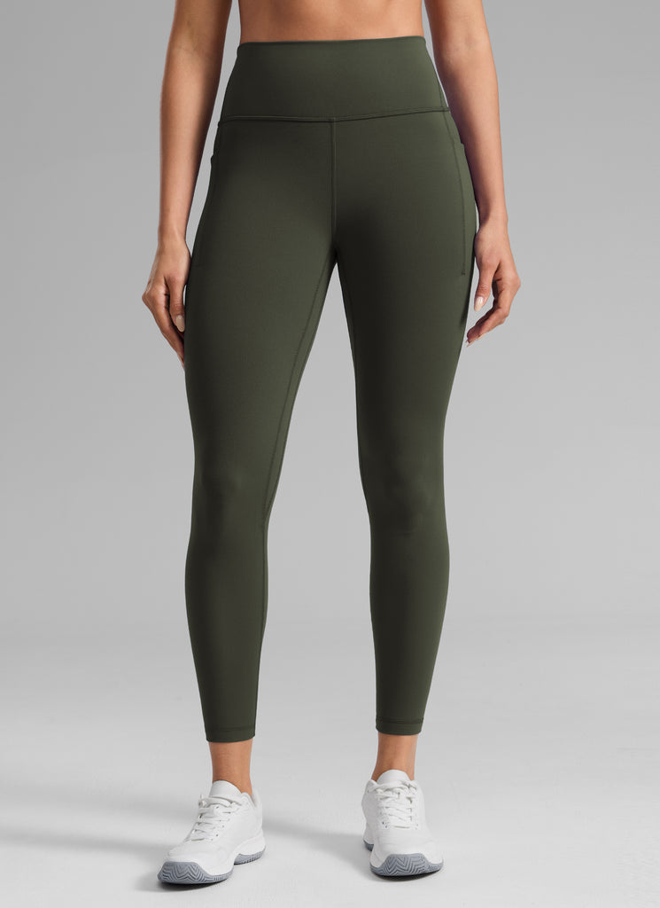 CRZ YOGA Women's Butterlift Workout High Rise Pocket Leggings 25'' Olive Green